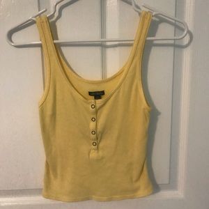 yellow ribbed cropped tank top